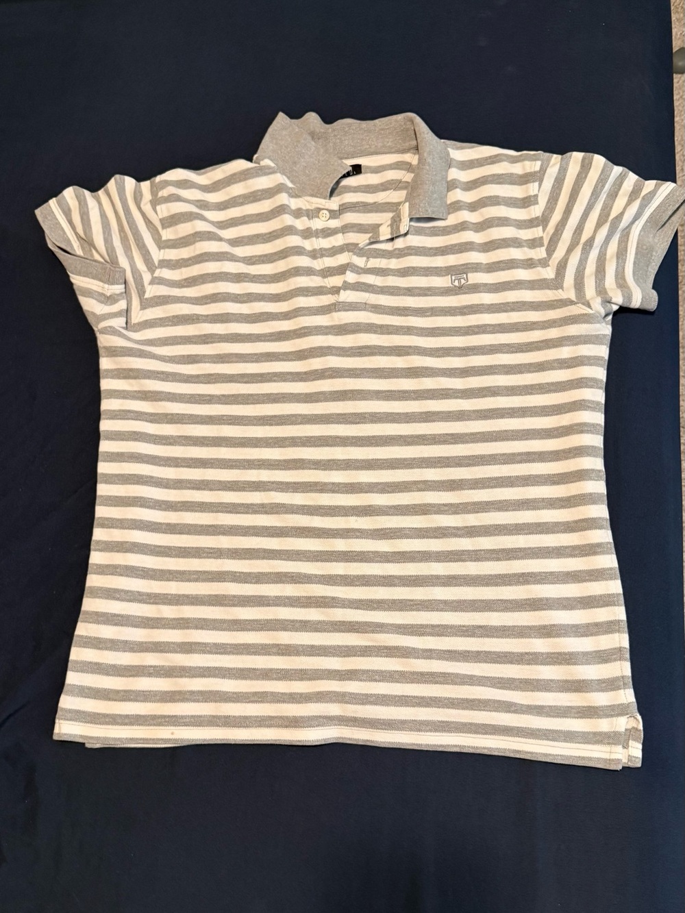 Men's Striped Gray & White Polo Shirt